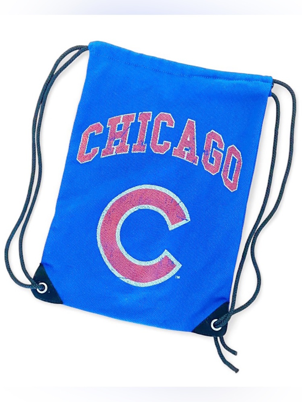Chicago Cubs MLB Drawstring Backpack Blue Mesh Cinch Sack Baseball Fan Pack